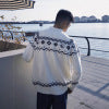 Fair Isle Floral Knit Cardigan for Men Winter Ethnic Style Cozy Soft Knitwear Clean Fit Sweater Jacket