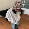 Plaid Faux Two-Piece Hooded Cotton Coat for Men and Women Winter Fashion Brand Padded Design Loose Casual Wool Blend Jacket