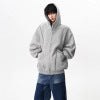 Style Solid Color Long Sleeve Zippered Hooded Oversized Sweatshirt Jacket for Men