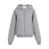 Velvet hooded zipper long sleeved sweatshirt jacket