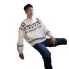 Fair Isle Floral Knit Cardigan for Men Winter Ethnic Style Cozy Soft Knitwear Clean Fit Sweater Jacket